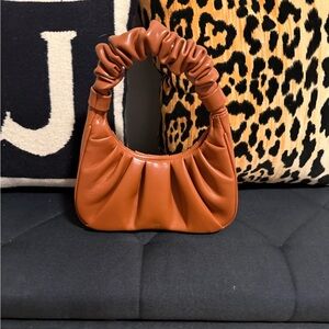 JW PEI Gabbi Ruched Hobo Handbag Women’s Brown Pleated Shoulder Bag -